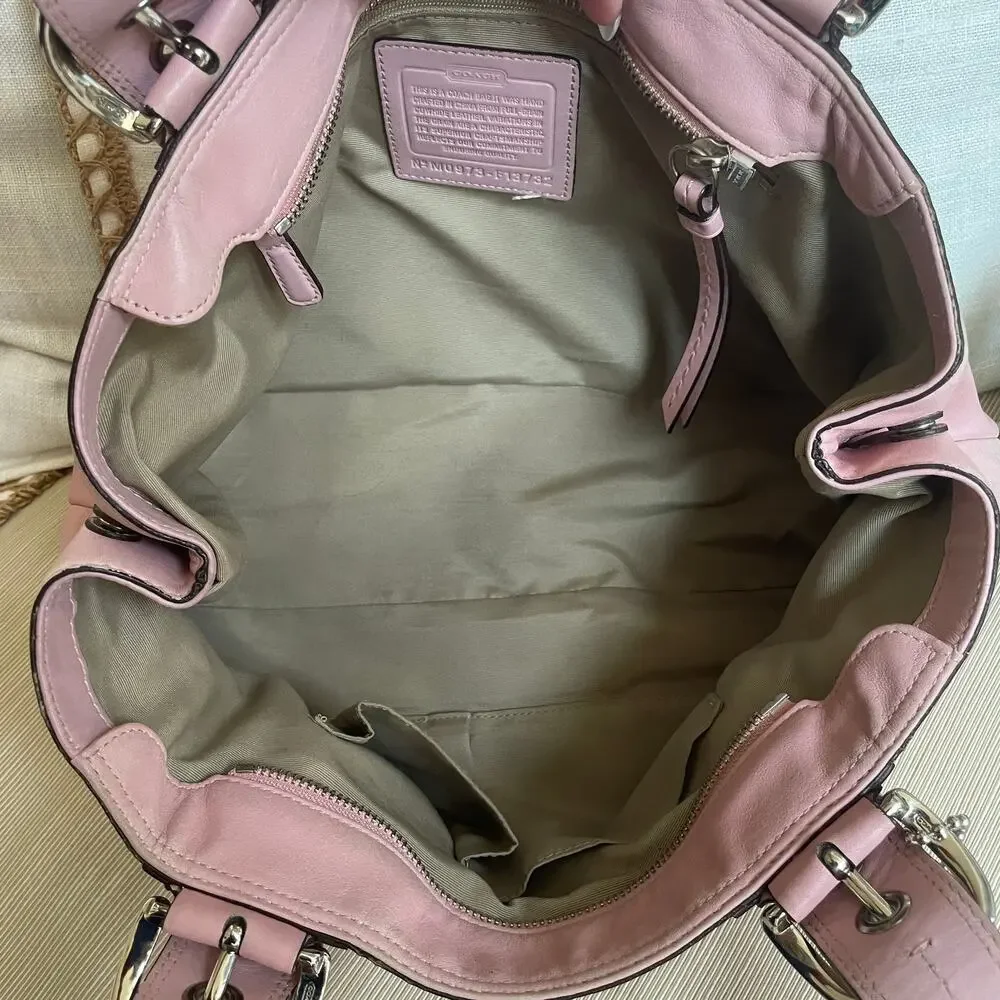 Rare 2009 Coach Soho Pleated Leather Tote F13732 Pink Y2K Shoulder Bag
